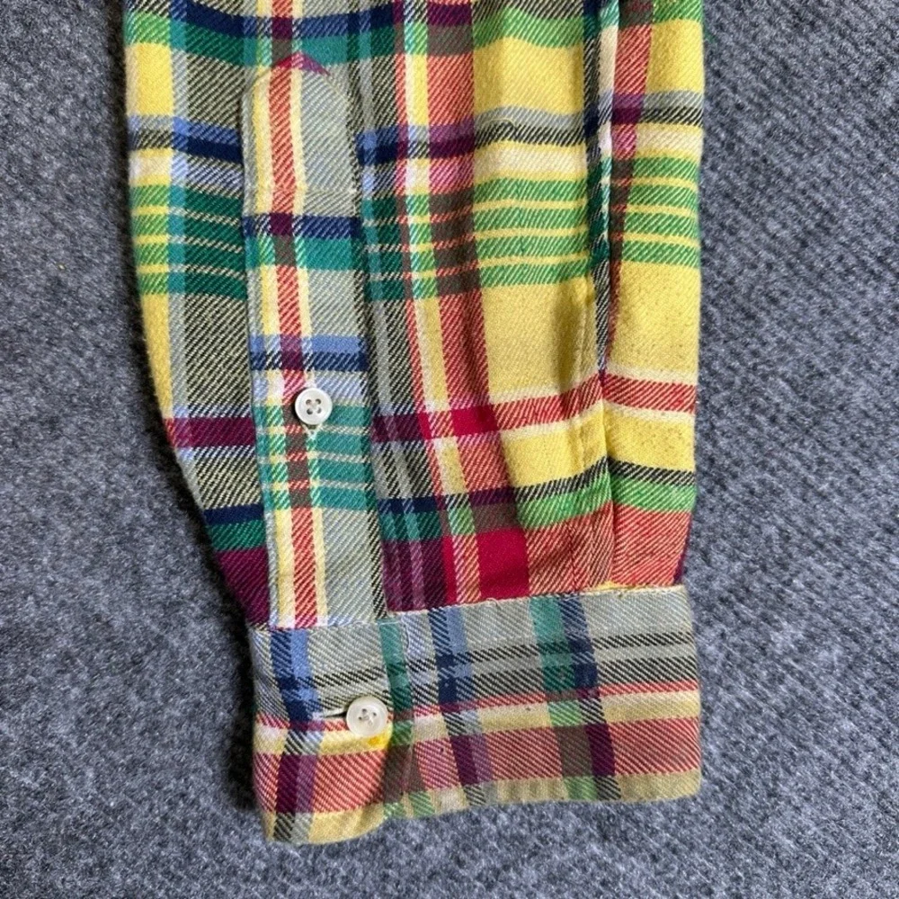 Polo Ralph Lauren Classic Fit Performance Plaid Shirt Mens Large Yellow Multi